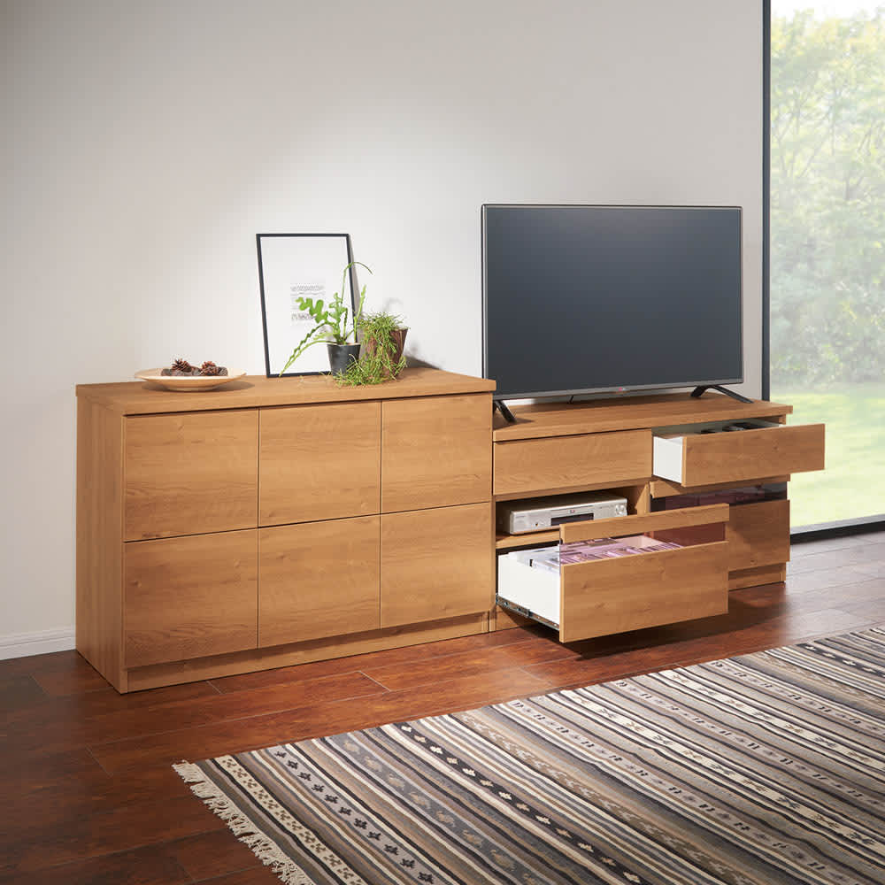 天然木調テレビ台シリーズ スクエアキャビネット 6枚扉 幅113高さ75.5