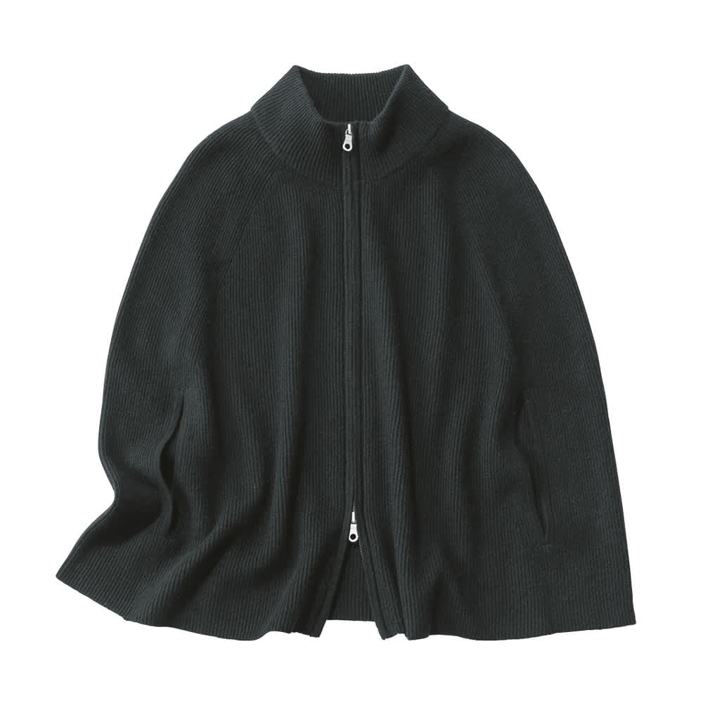 カシミヤニット ダブルジップ ポンチョ 通販 - ディノス