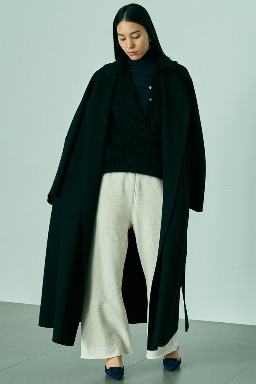 Chaos(カオス)｜アールスーペリアノーカラーロングコート/ブラック の