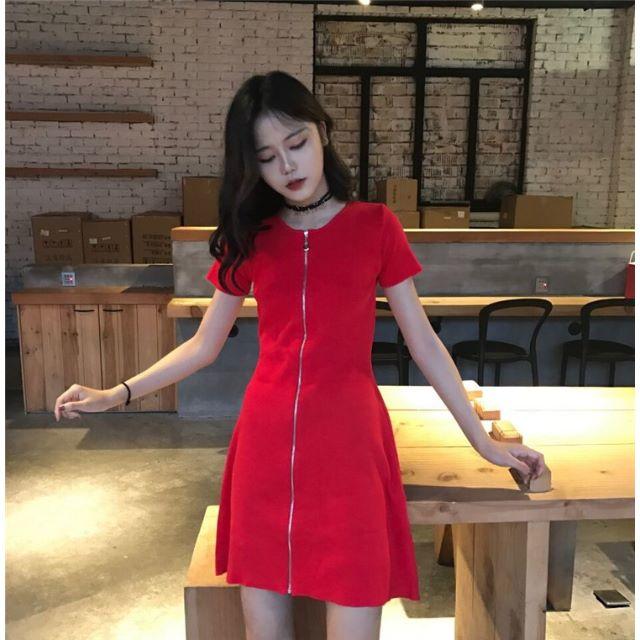 春夏❤半袖 赤いミニワンピース M～L相当の通販 by minihosizora's