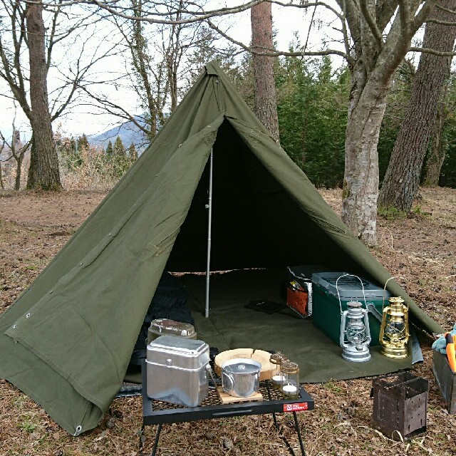 ポーランド軍幕 サイズ3 幕、ポールセット 美品】ポーランド軍幕