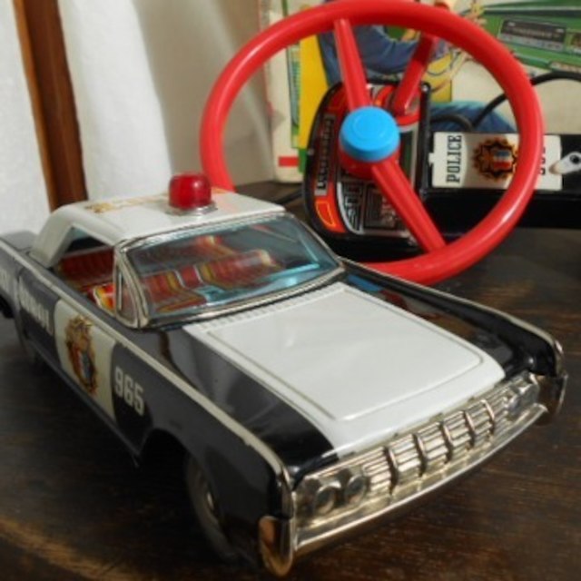 傑作!☆超希少！野村トーイ NOMURA パトカー 大型 ブリキ 玩具 箱 当時