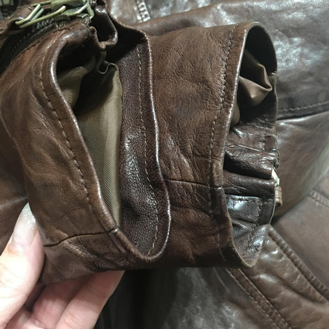 良品】NATURAL VINTAGE GOA レザージャケット 黒 Fサイズ 【羊革】【F