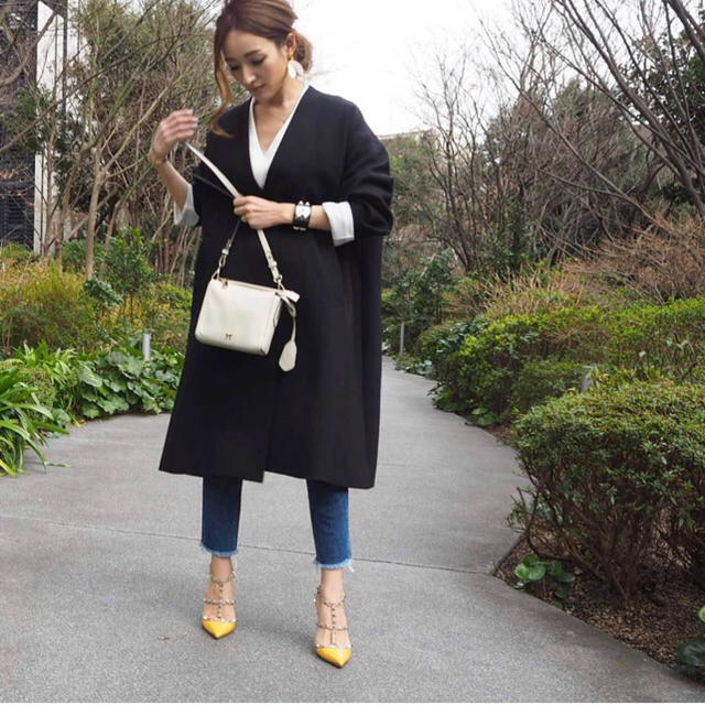 ENFOLD - エンフォルド ダブルクロスノーカラーコート 36 黒の通販 by