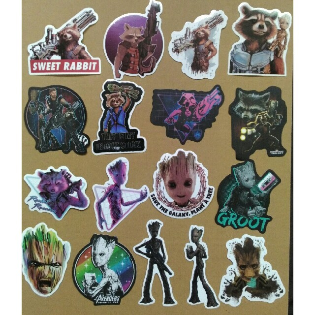 MARVEL - グルート ステッカー2枚 アベンジャーズ ガーディアンズオブ