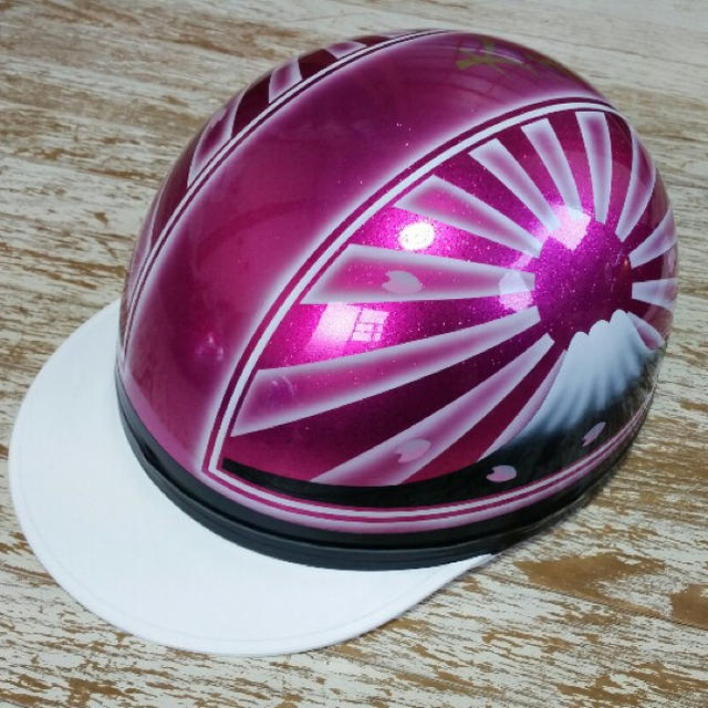 新品塗装品 キャンディーピンクラメ 富士日章 コルク半 ヘルメット 桜