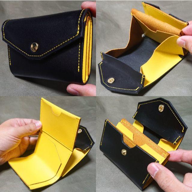 ミニ財布（黒×黄）の通販 by 富士見工房｜ラクマ