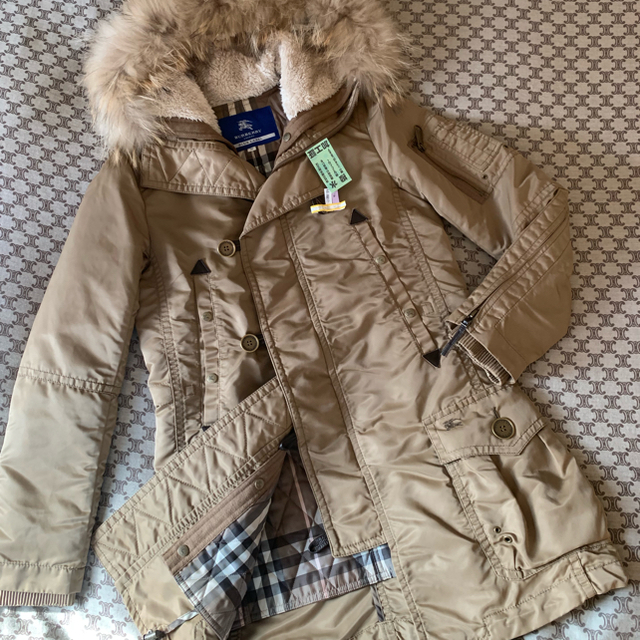 バーバリーブルーレーベル ラクーンファー モッズコート ミリタリー