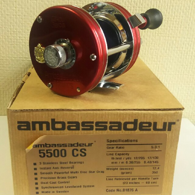 極美品 アブガルシア アンバサダー 5500 CS レッド ※ハンドル無し
