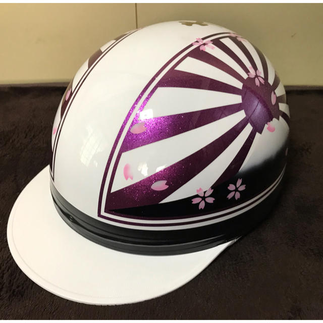 紫ラメ 富士日章 コルク半 ヘルメット 桜の通販 by paint｜ラクマ