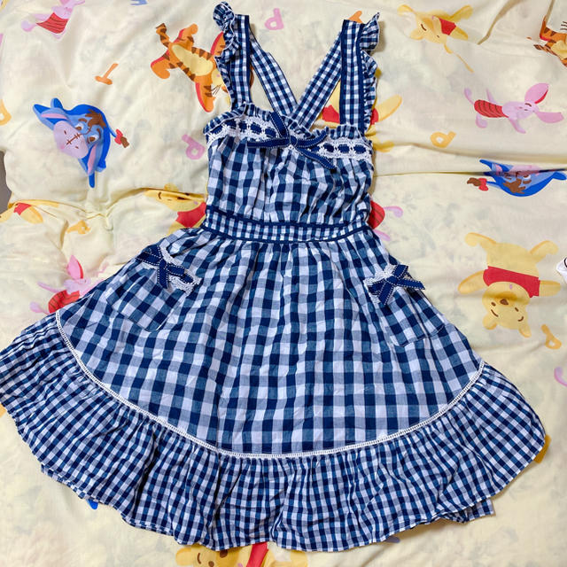 LIZLISA ハートエプロンワンピース 水色 ブルー LIZLISA ハート