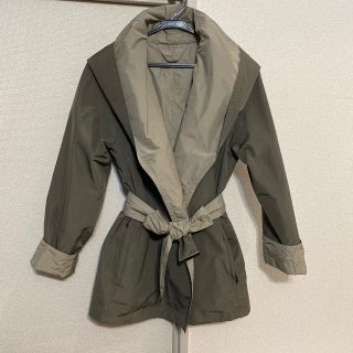 美品 Max Mara レインコート ロングコート グレー フード ベルト付き