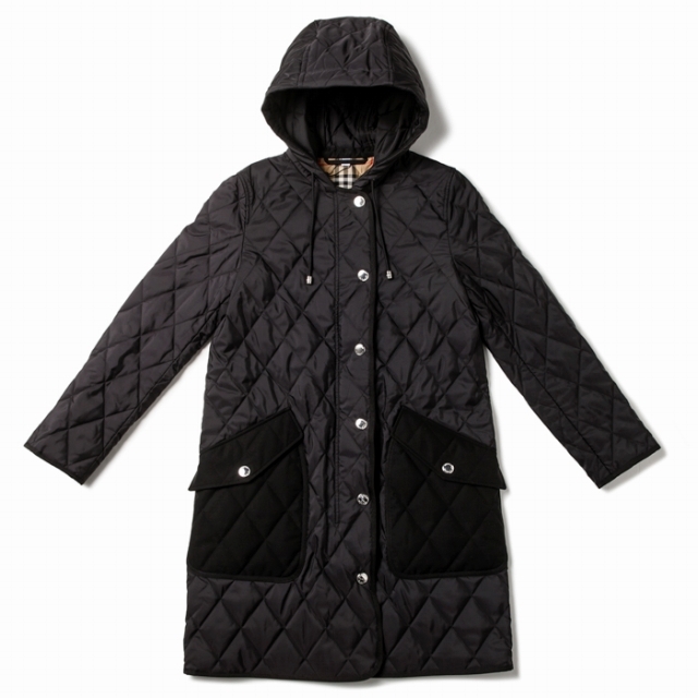 BURBERRY - BURBERRY フーテッドコート ダイアモンドキルティング