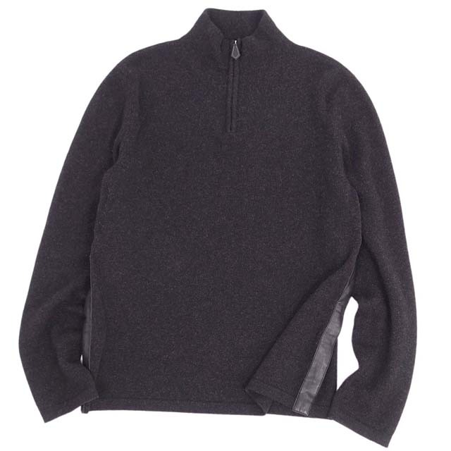 HERMES - エルメス ニット ヤク ウール ハーフジップ セーター レザー