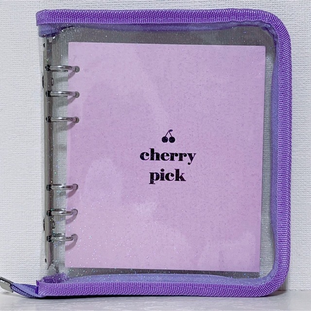 バインダー チェリー コラージュ デコ 韓国雑貨 パープル 日記 メモ