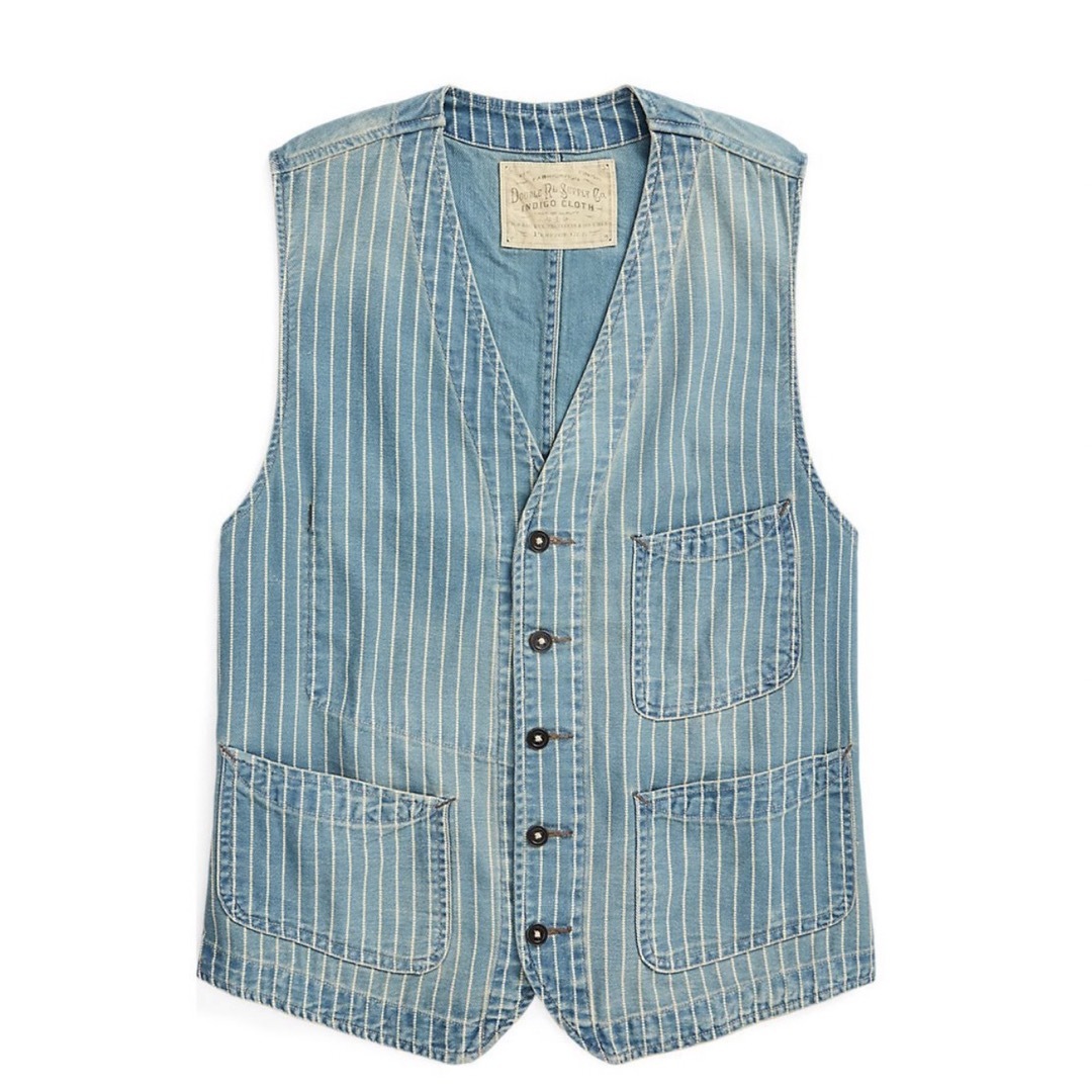 RRL - 新品*RRL*インディゴ ストライプド ツイル ベスト*S* ダブル
