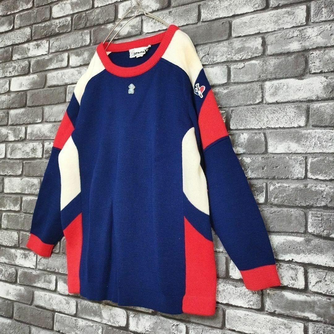 70sビンテージmontantモンタンスキーウェアニットセーターワンポイント