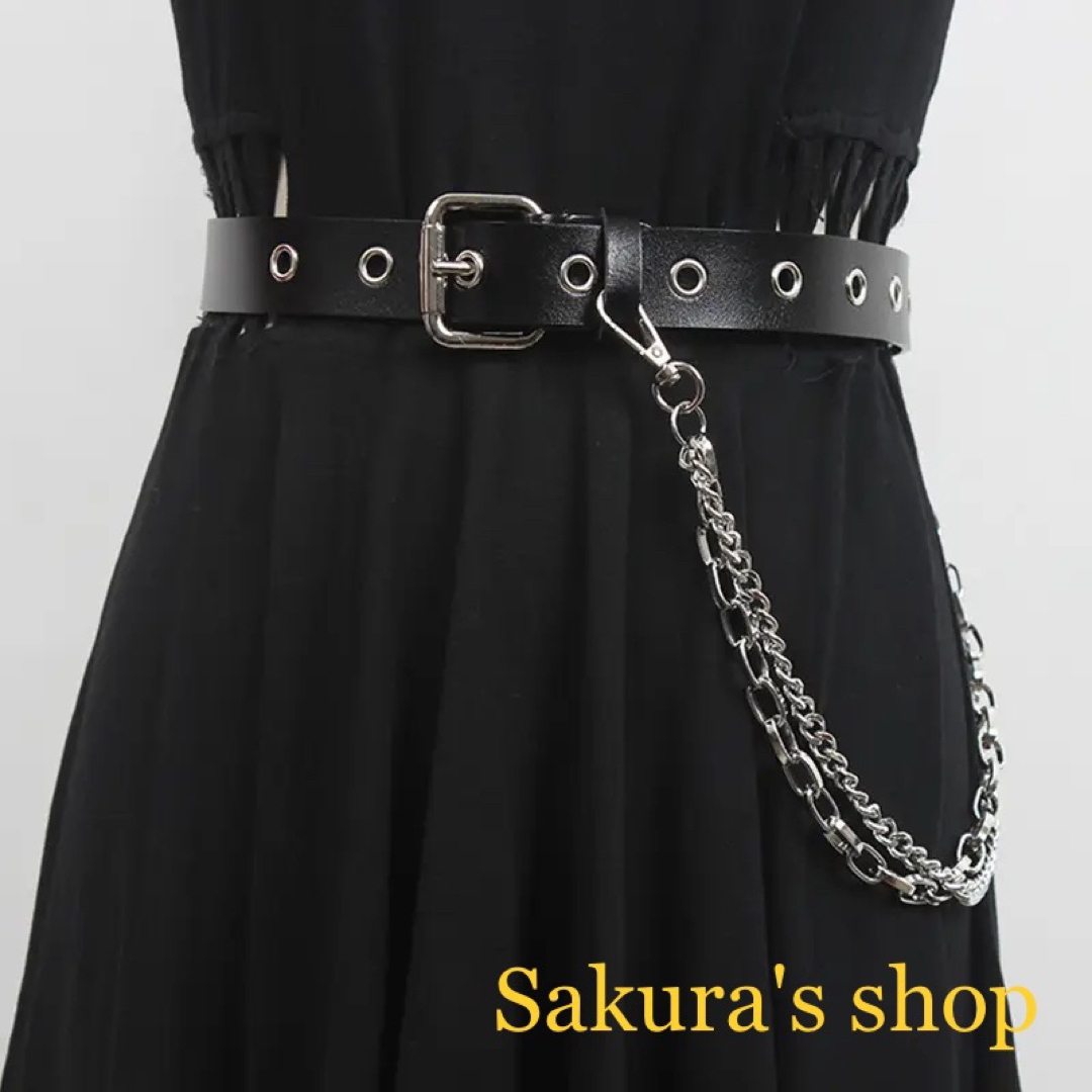 レディース ベルト チェーンベルト レザーベルト かっこいい ゴシック