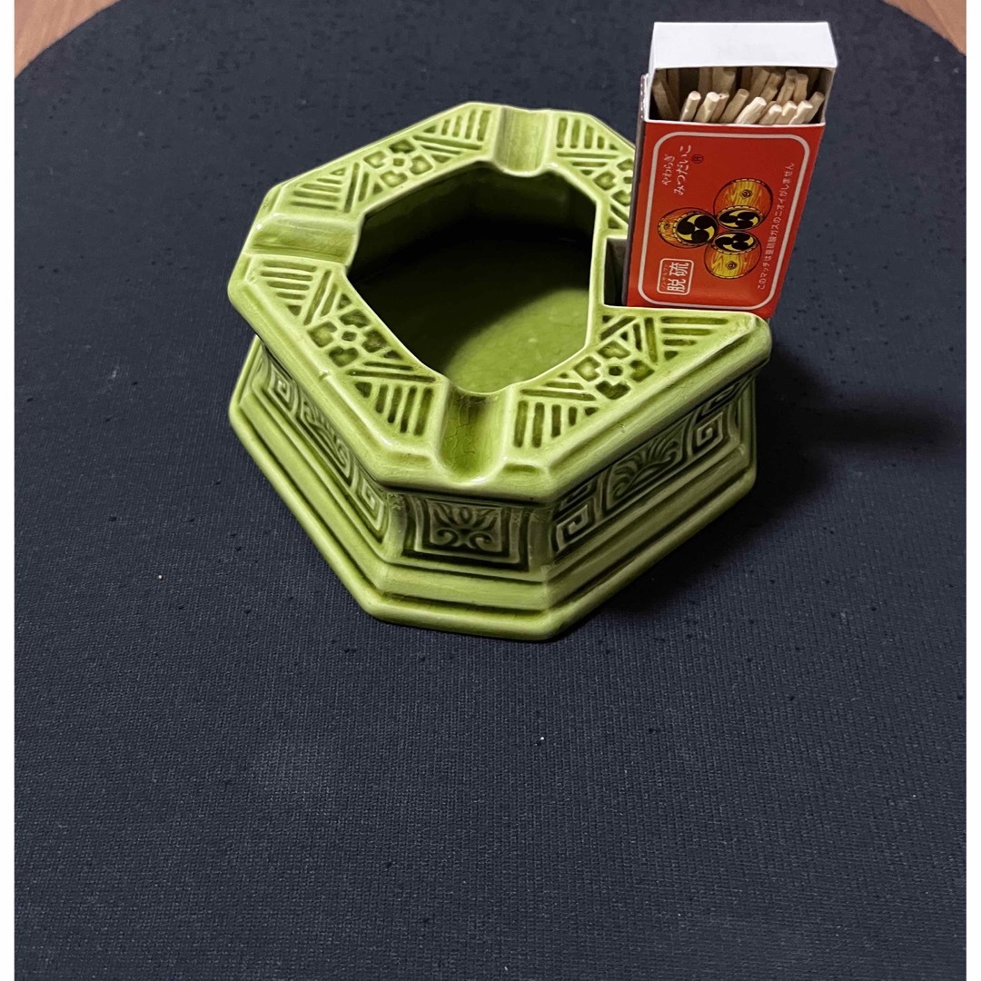 マッチ立て付き灰皿 緑系 四角 昭和初期 レトロの通販 by さくま's
