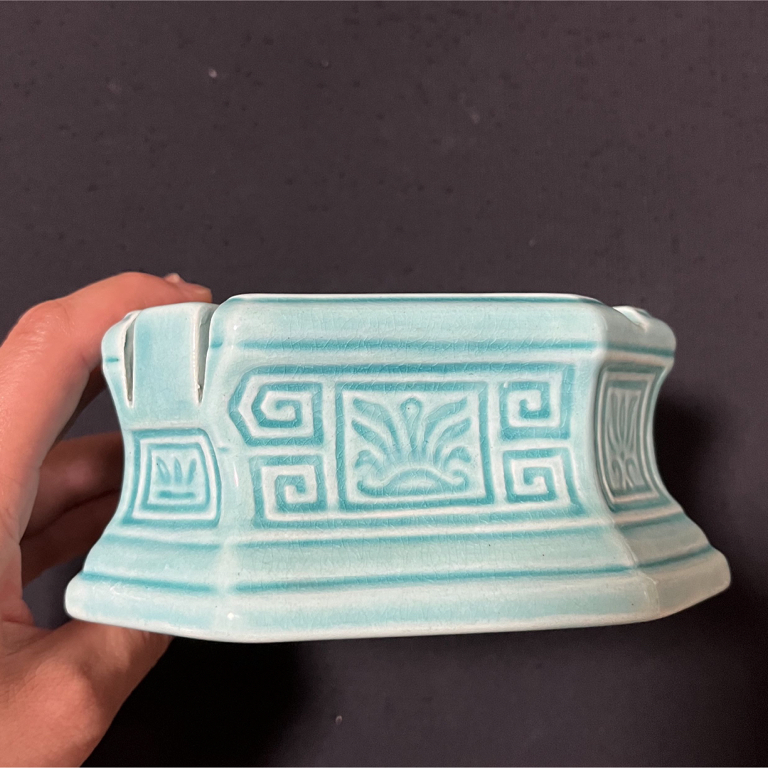 マッチ立て付き灰皿 水色 四角 昭和初期 レトロの通販 by さくま's