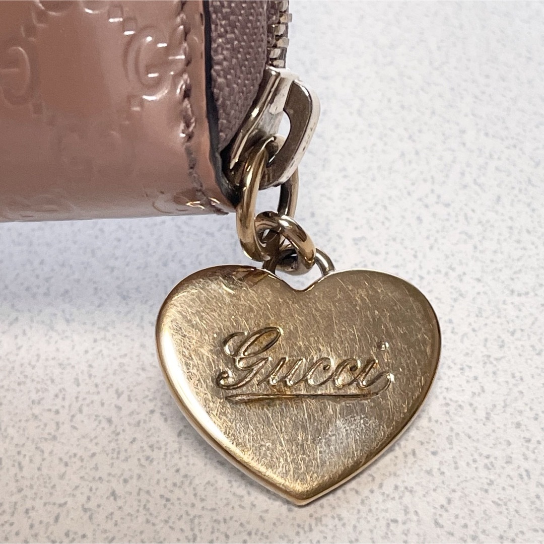 GUCCI - GUCCI グッチ ピンクゴールド エナメル 長財布 ハートの通販