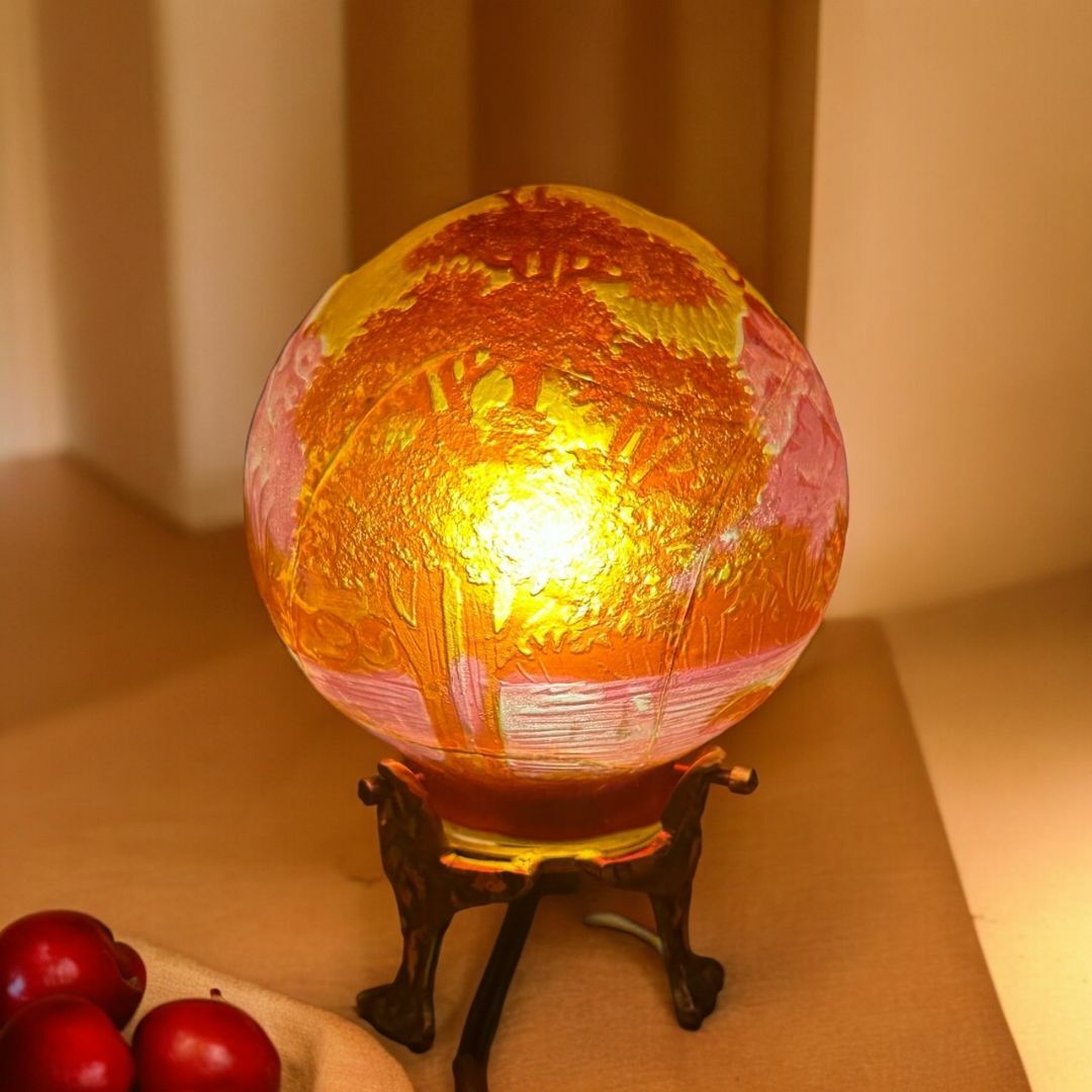 エミールガレ フラワー型卓上ランプ ナイトスタンド 照明 カメオ彫り