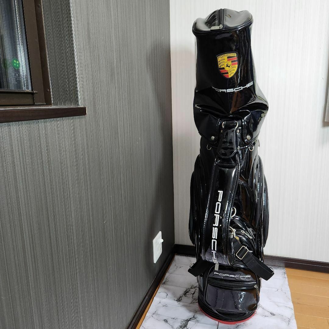 キャディバッグ 9.5型 5部割 ポルシェ エナメル カーボン調 ブルー