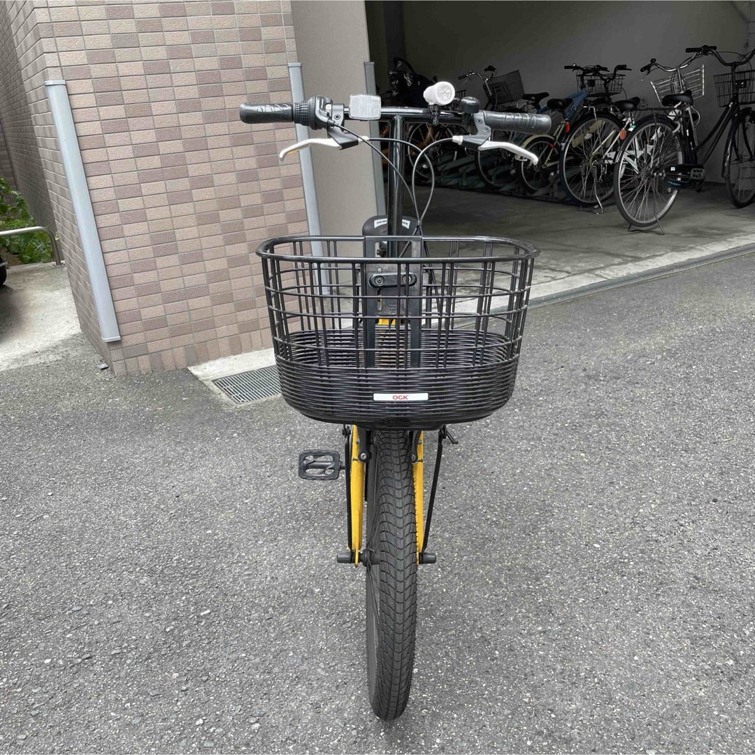 HUMMER ハマーイエロー 折りたたみ自転車 前カゴ付きロック付きギア7段あり