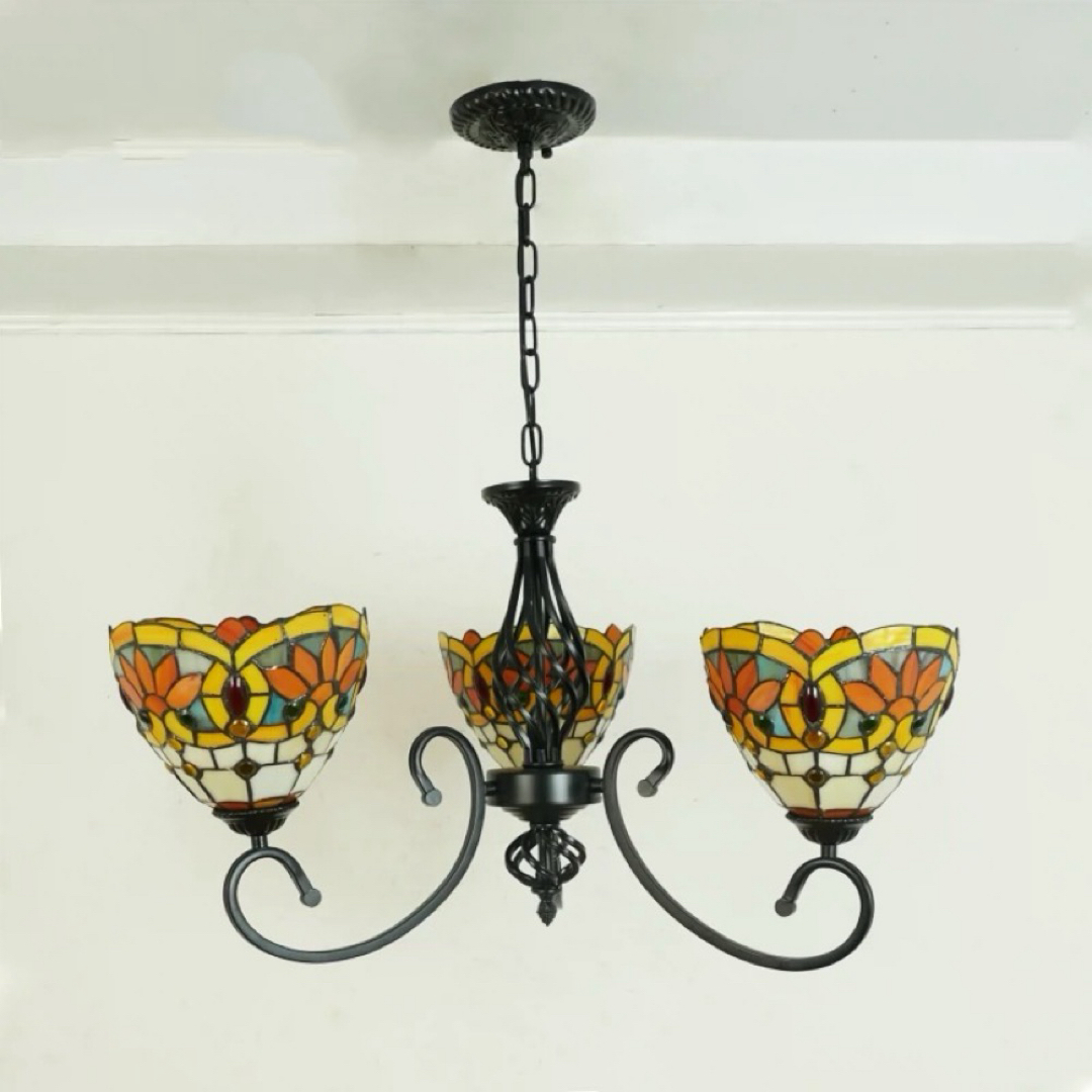 天井照明 シャンデリア ステンドグラス 欧風シャンデリア リビング