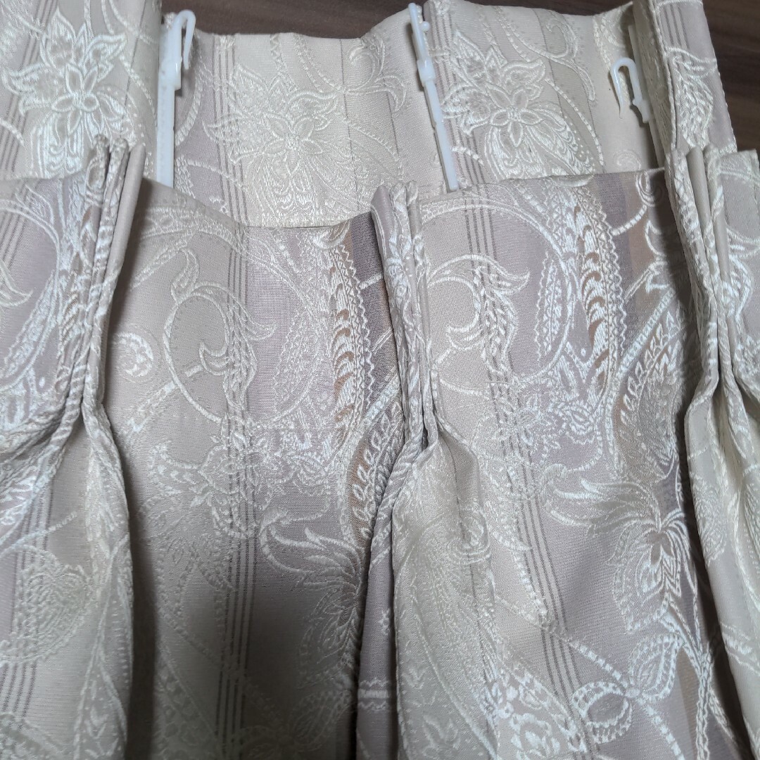 sangetsu - サンゲツ アイボリー 花柄 ドレープカーテン フック式 2枚