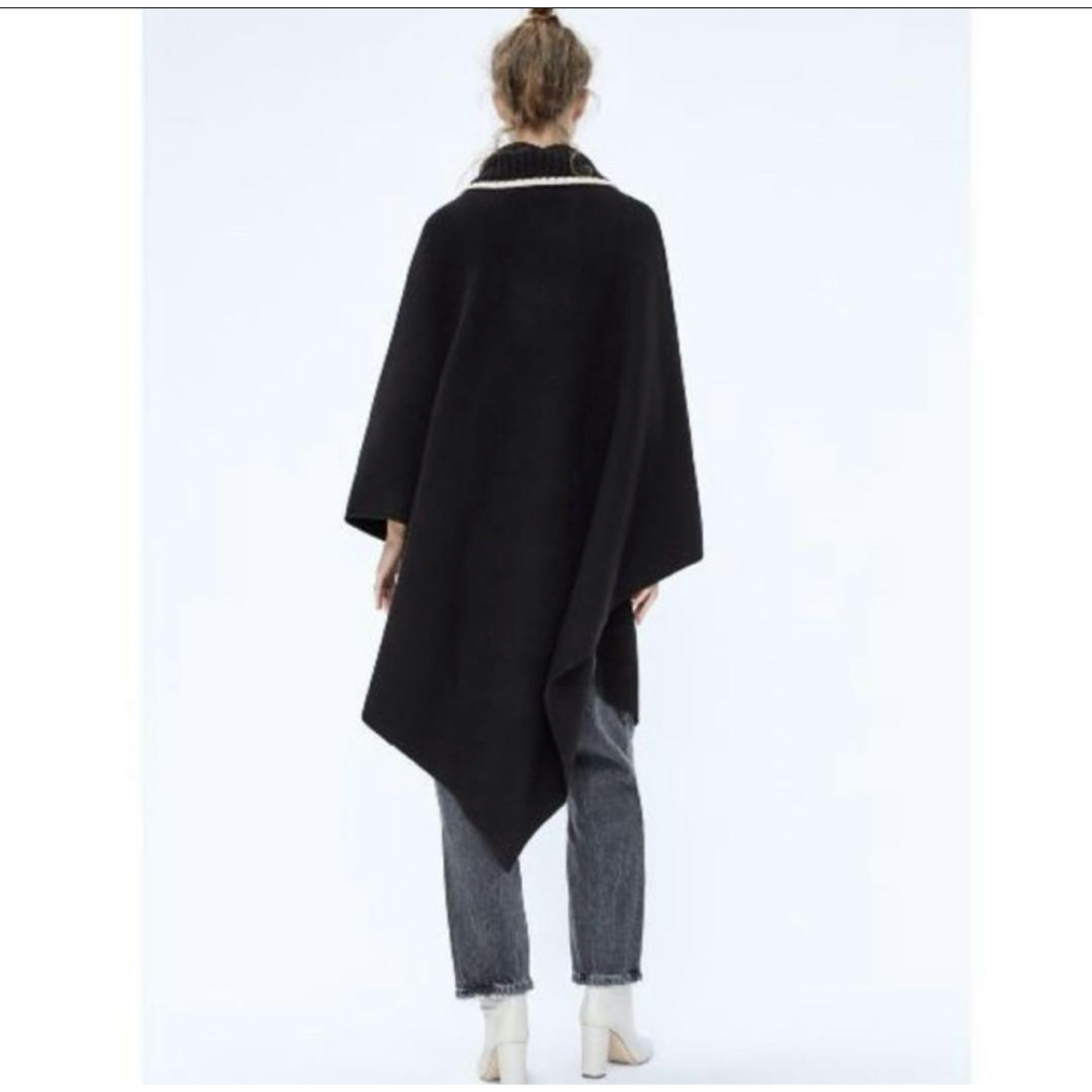 ZARA - ZARAニット アシンメトリー ポンチョ ケープ 黒 タートル ユニ