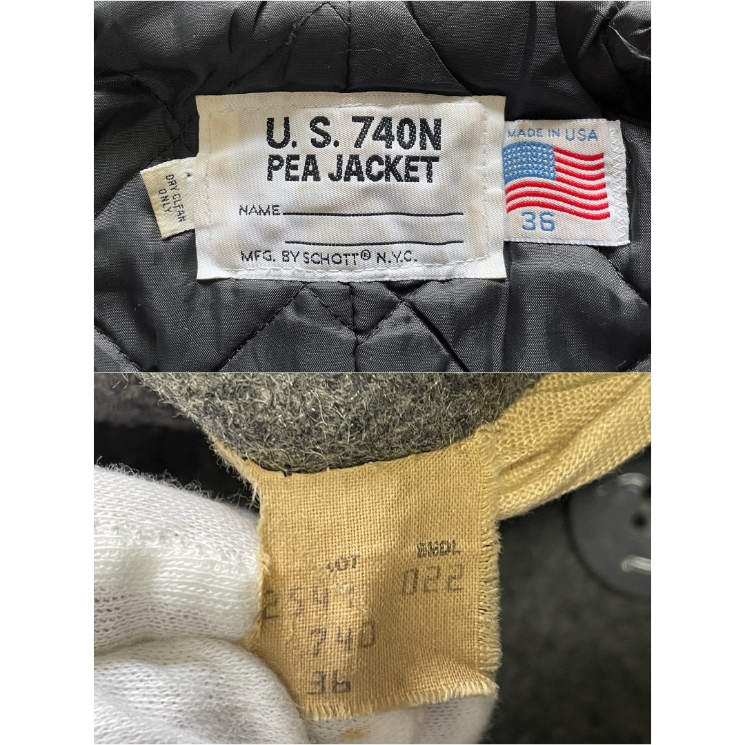 schott - Schott 740N ショット Pコート サイズ36 グレー USA 90'の