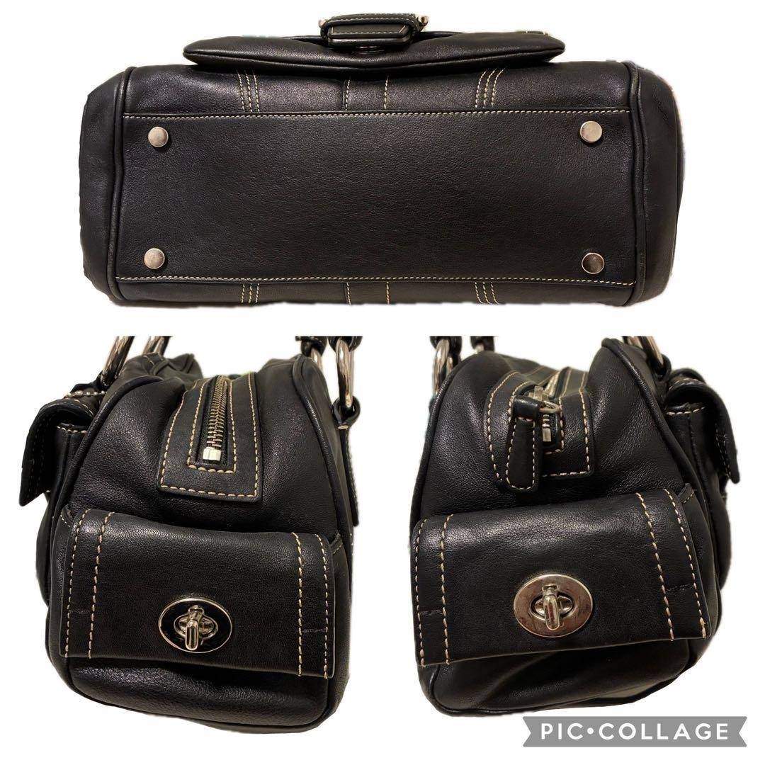 COACH soho Leather Turn Lock Boston Bag