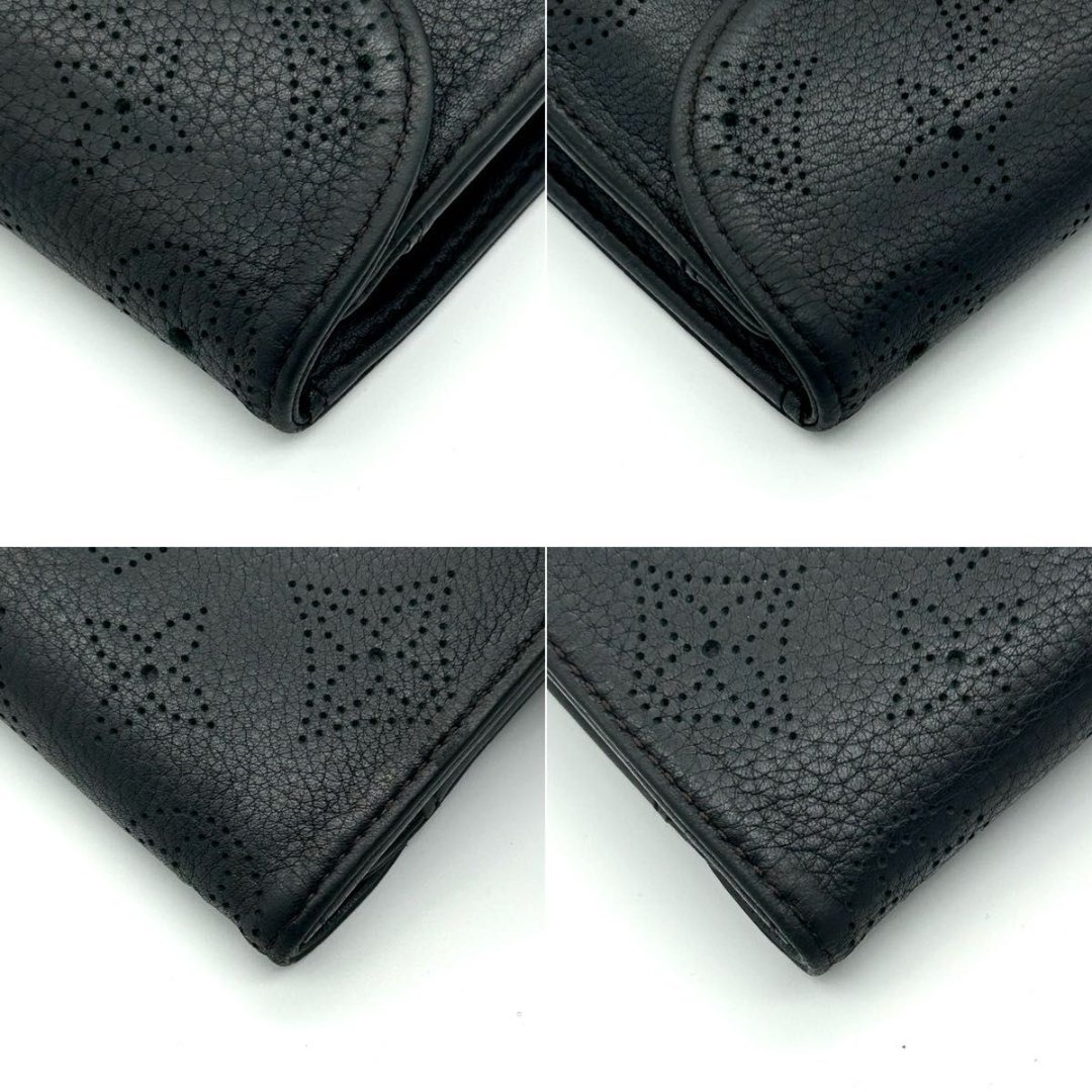 ルイヴィトン マヒナ 長財布 ポルトフォイユ アメリア 黒 イニシャル無し