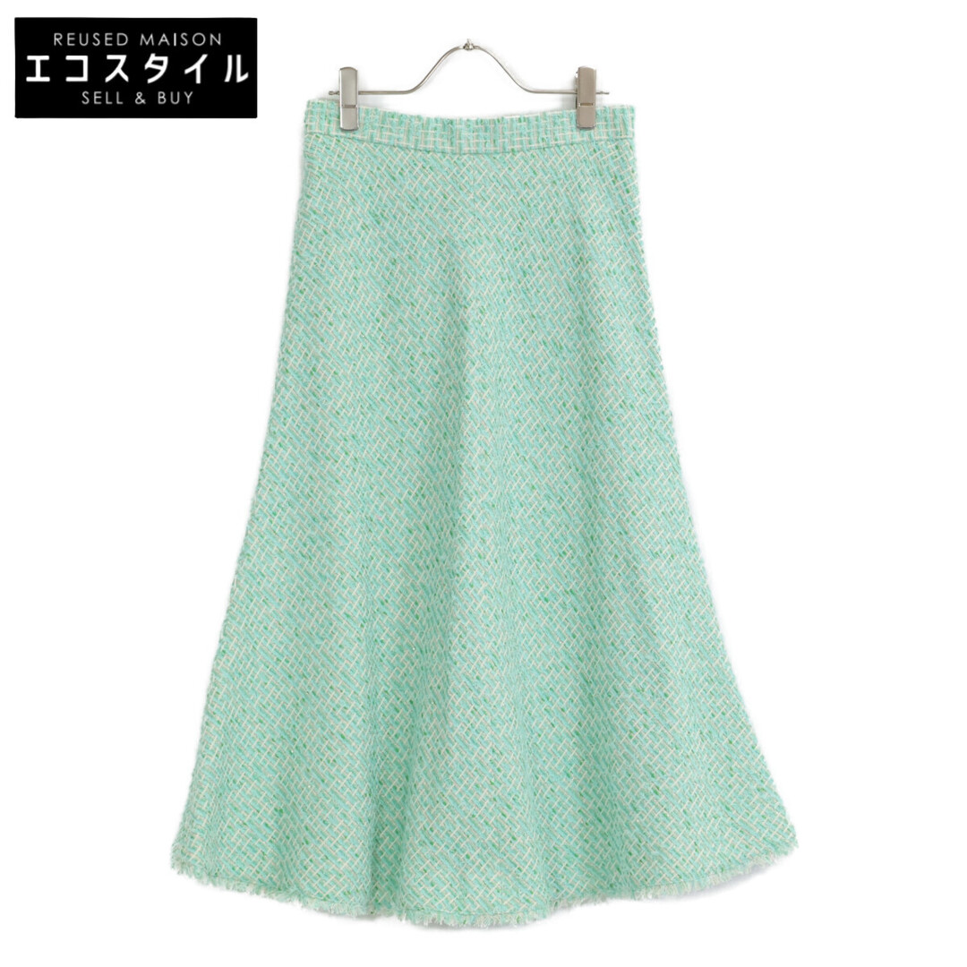 アナイ 10231711370 ｸﾞﾘｰﾝ ｺｯﾄﾝ×ﾅｲﾛﾝ ﾌﾟﾚｲﾄﾞﾂｲｰﾄﾞ ﾌﾚｱﾛﾝｸﾞｽｶｰﾄ 38