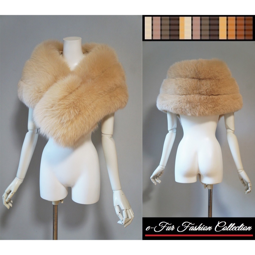 パリ的エレガンス☆フォックス毛皮本物新品ベージュファーマフラー