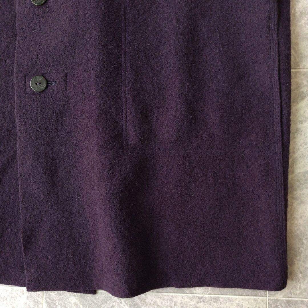 563 ヨーガンレール ウールメルトン ロングコート ゆったり パープル