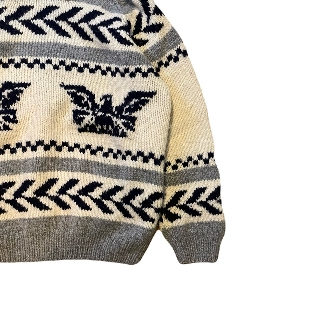 カウチンセーター フード付き ホワイト ネイビー グレー アメカジの