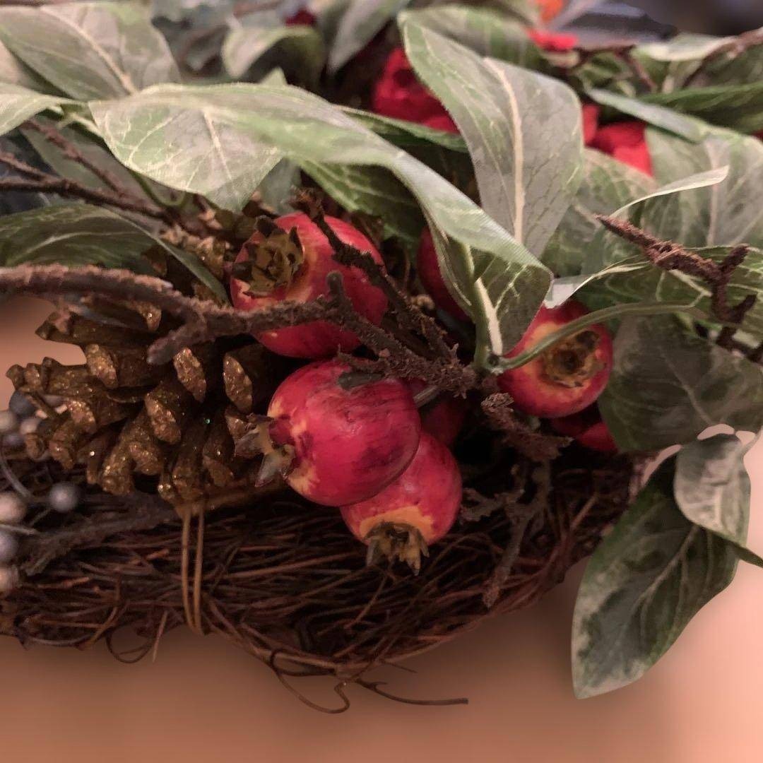 クリスマスリース 赤と緑のアレンジメント HM-336