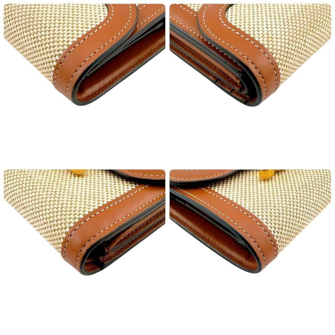 CELINE - セリーヌ レザー キャンバス トリオンフ スモールウォレット