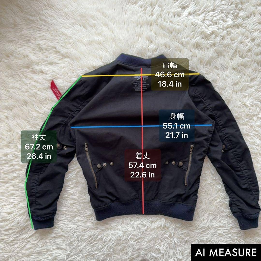 ALPHA フライトジャケット MA-1タイプ 刺繍ロゴ ワッペン付き M 黒