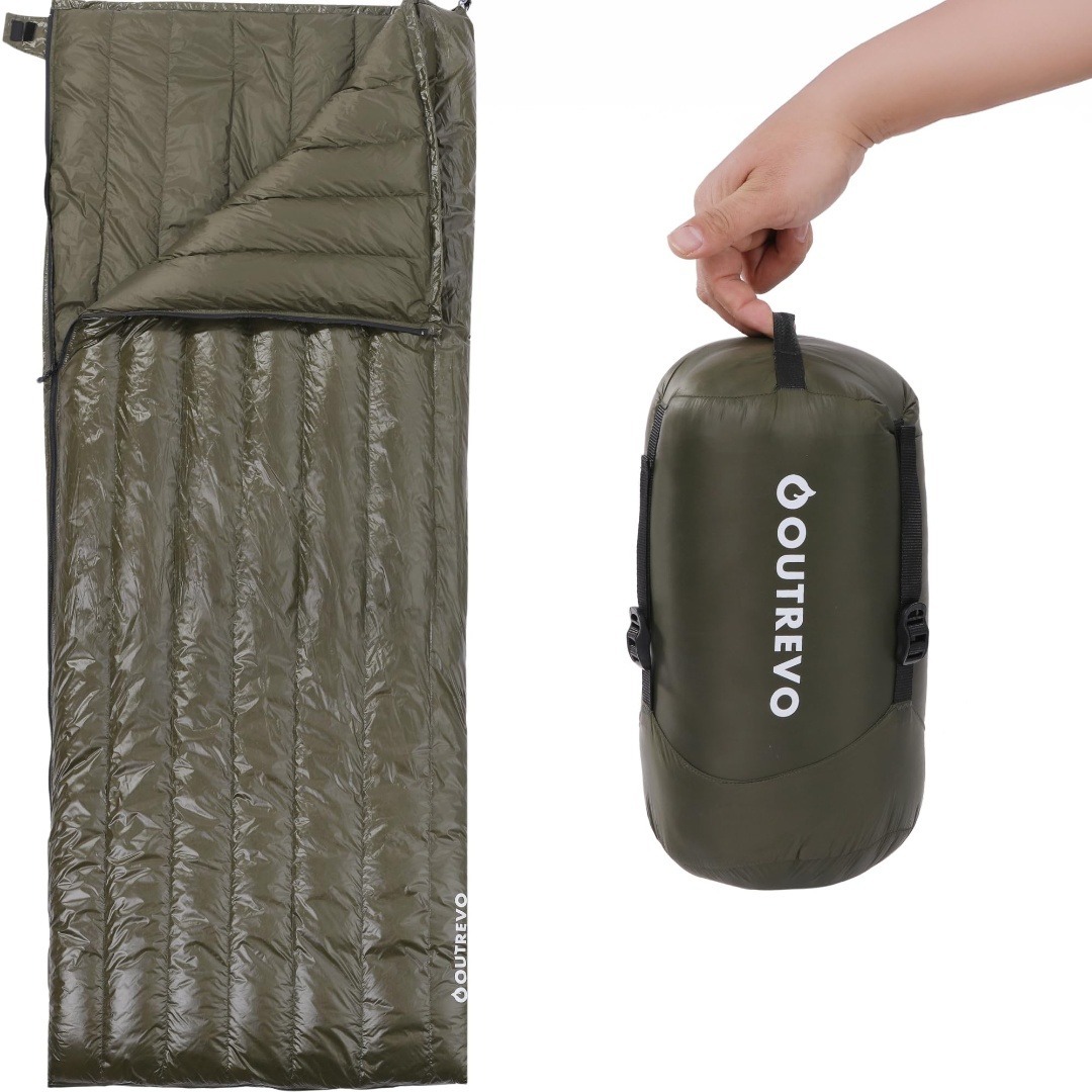 OUTREVO 寝袋 ダウン 封筒型 軽量 防水 グースダウン 400g 連結しの