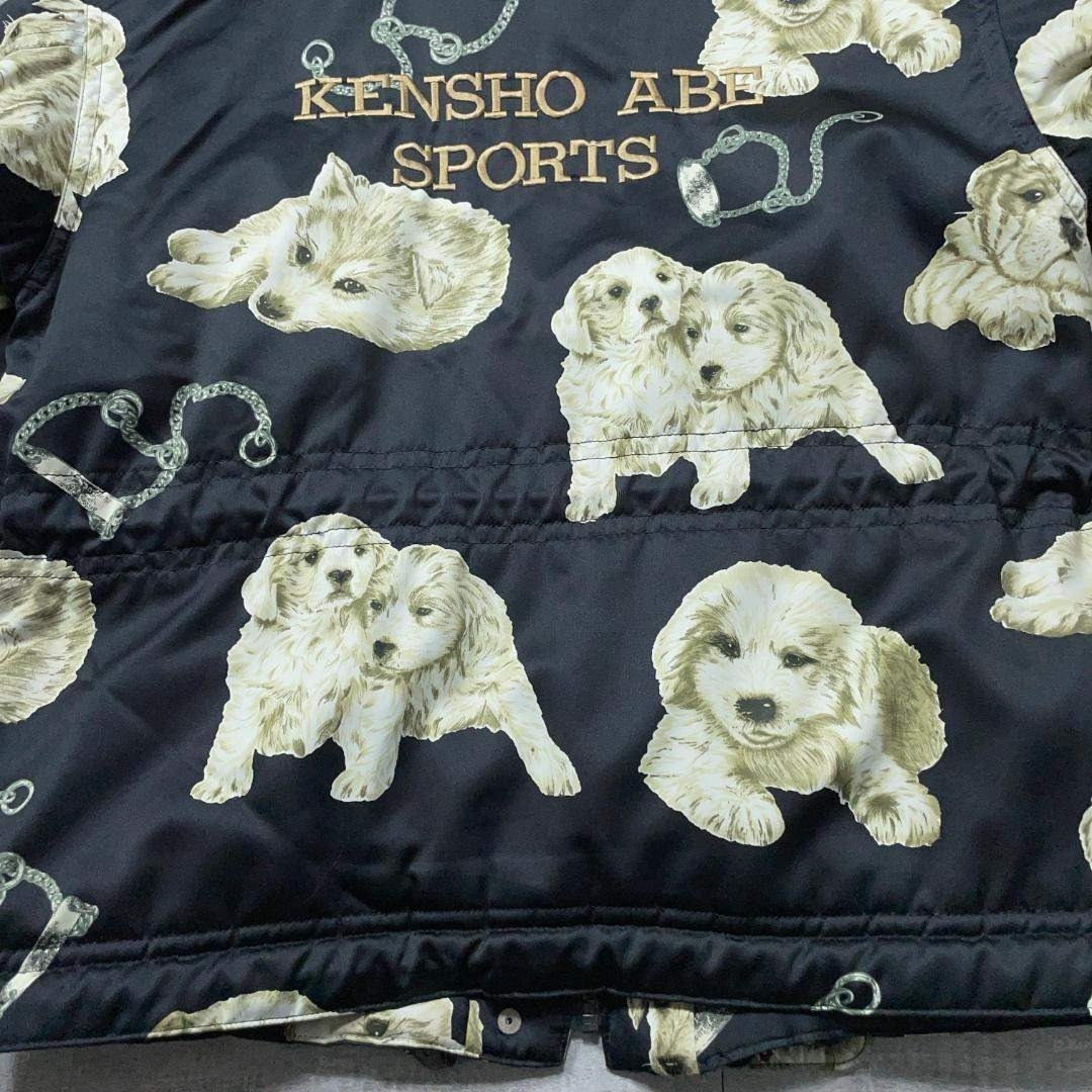 美品 KENSHO ABE 犬総柄 スキーウェア スノボー ジャケット ファーLの