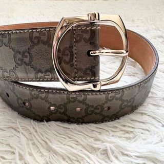GUCCI - グッチ GUCCI GGゴールド シルバーバックル レザーベルト