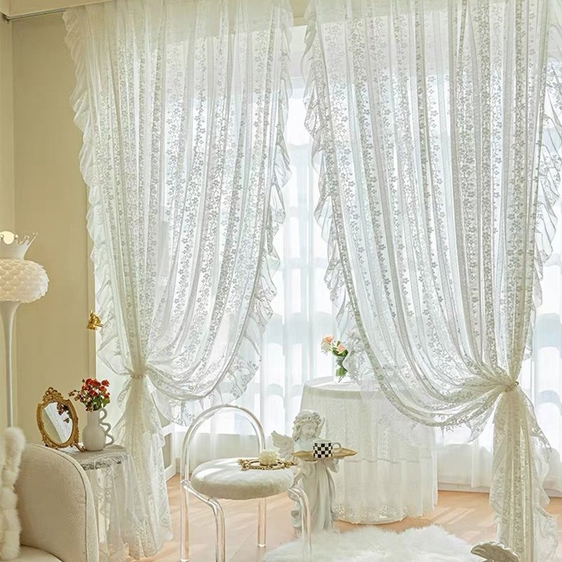 レースカーテン シアーカーテン オーダー リビング 姫系 お花柄 和風