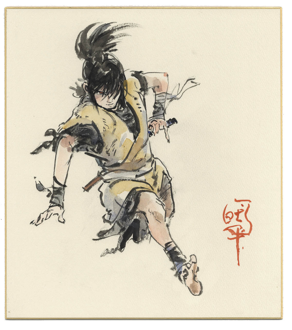 白土三平直筆カラー色紙「カムイ外伝」