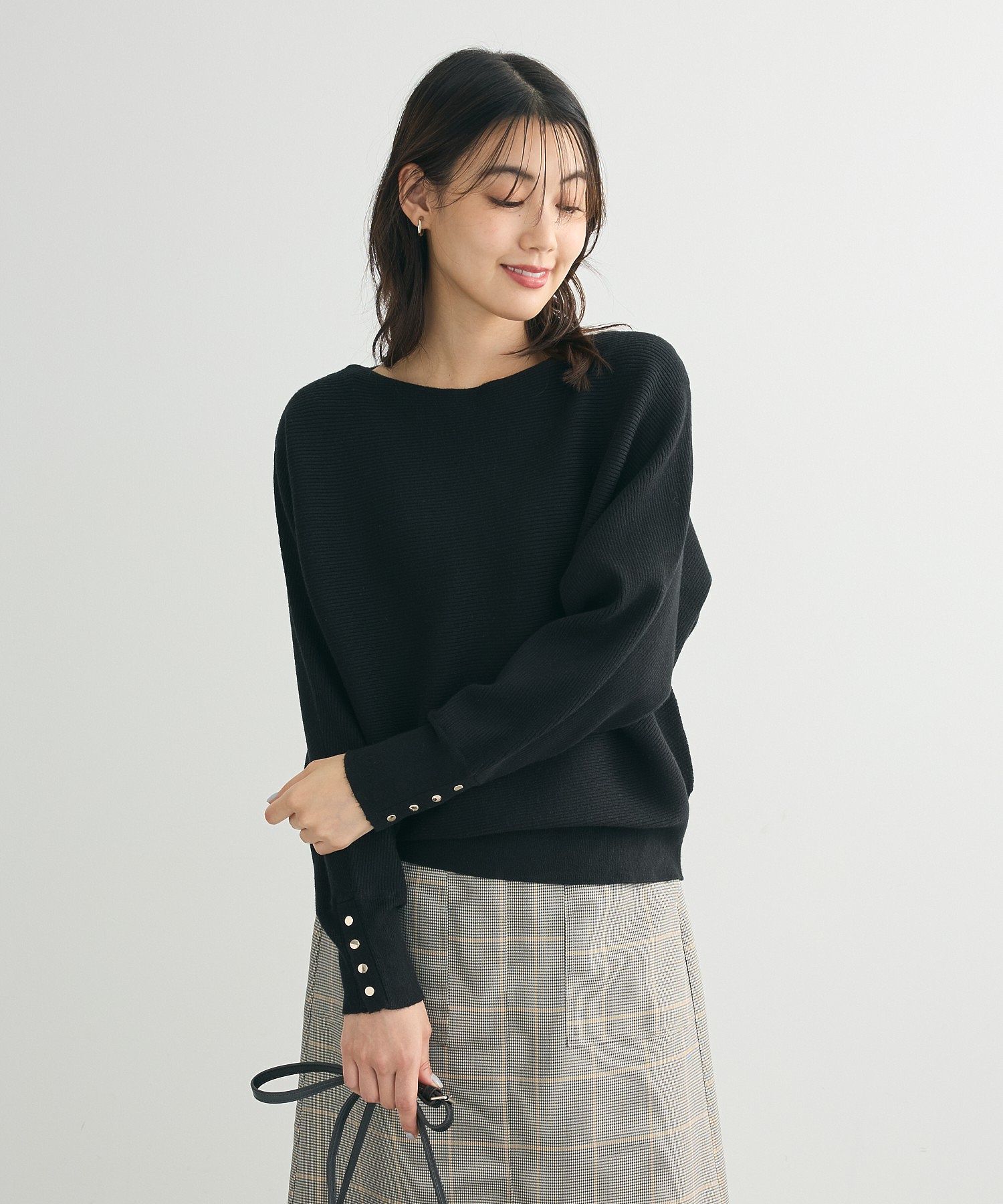 もちやわ袖釦ドルマンニットプルオーバー/Green Parks（グリーン