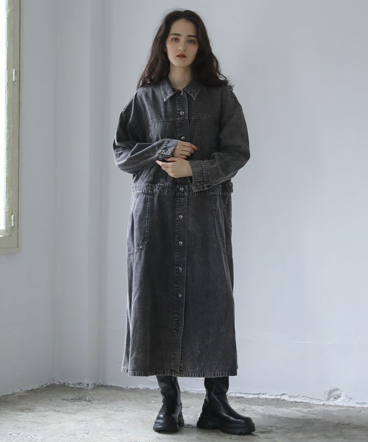 □ESCAR デニムロングジャケットワンピース/Green Parks（グリーン