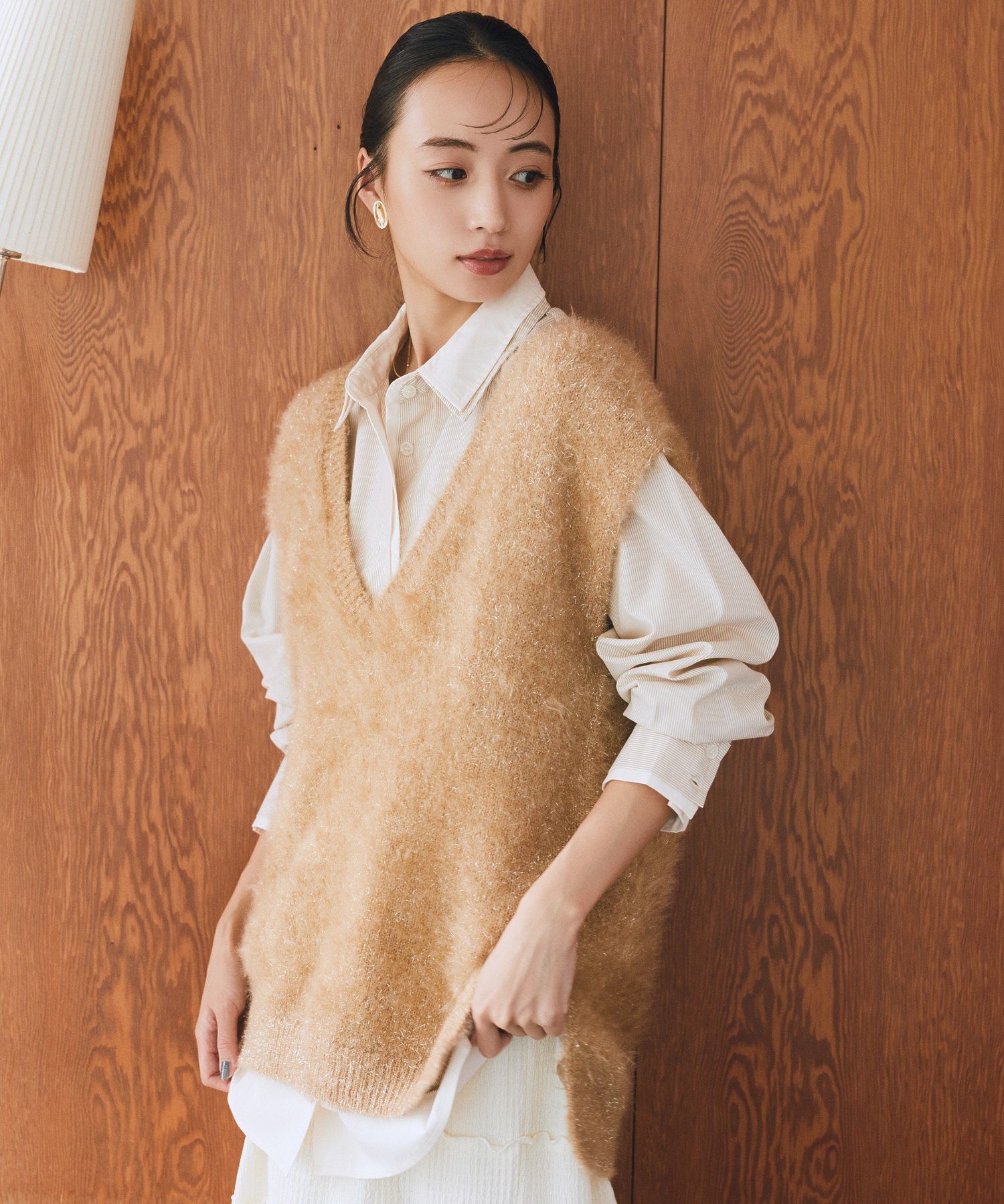 キャットライクヤーンニットベスト/earth music&ecology（アース