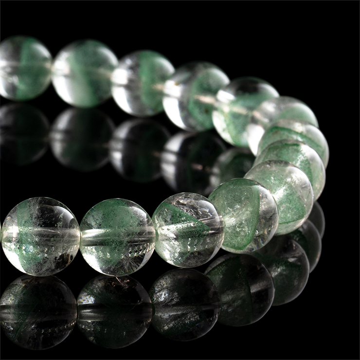 神秘の幻影模様【一点もの】グリーンファントムクォーツ 8mm シンプル